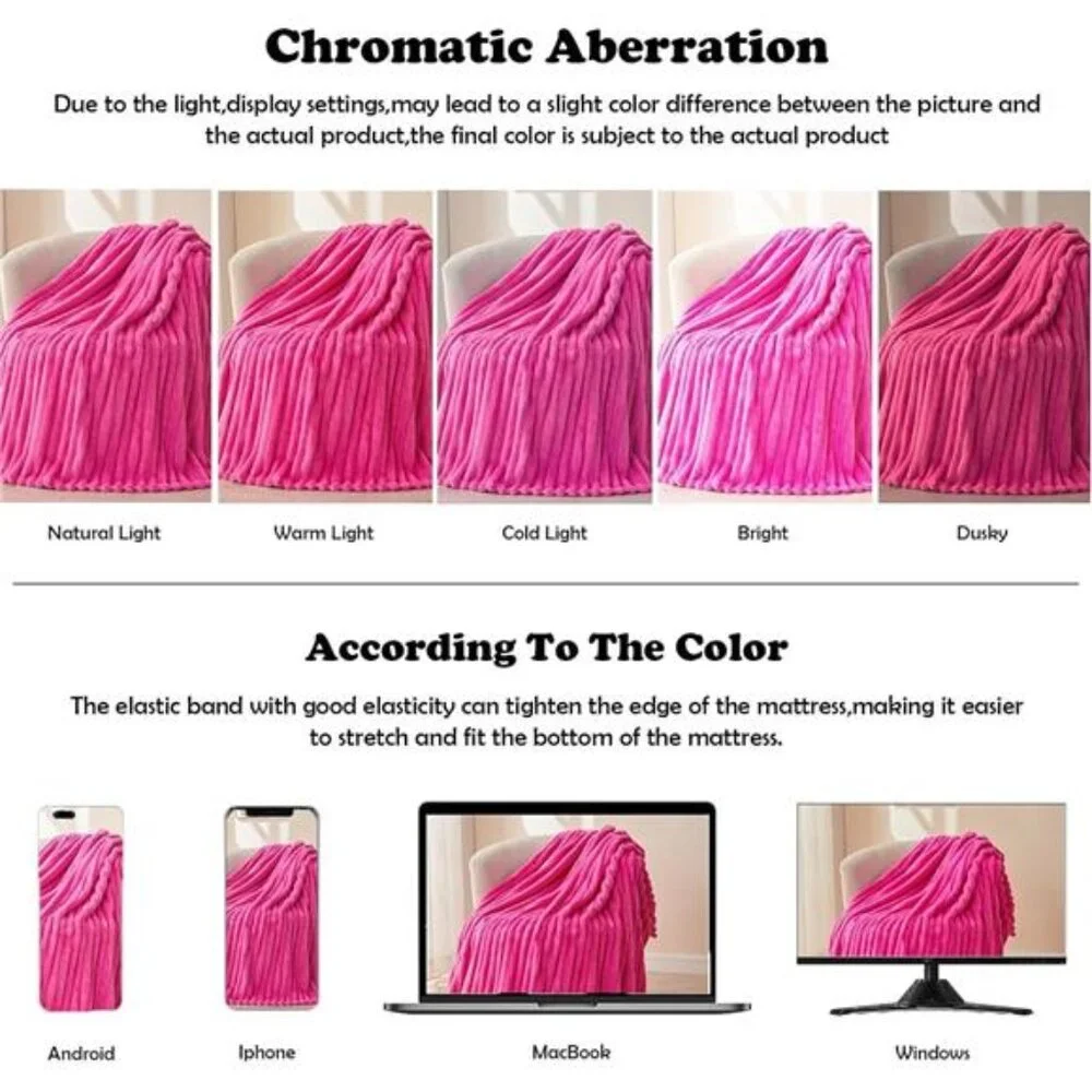 Super Soft Throw Blanket Hot Pink Ribbed Premium Silky Flannel Fleece 50